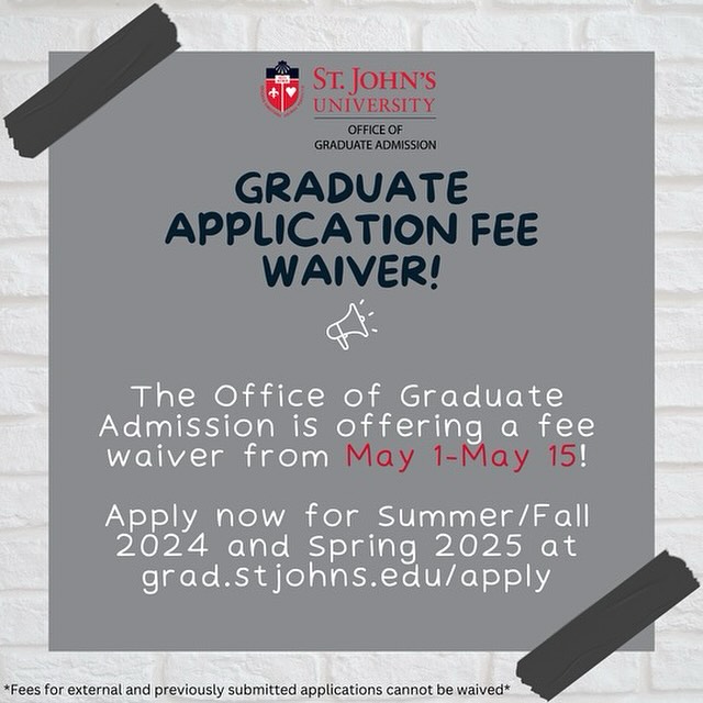 Graduate Application Fee Waiver at St. John’s University, New York City, USA
